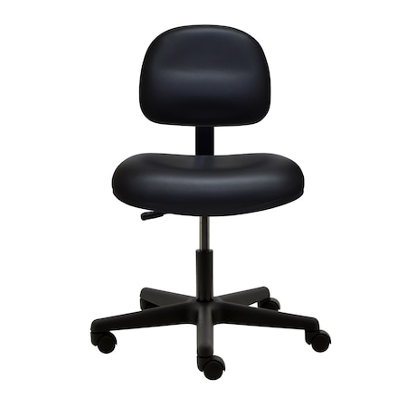 Industrial Seating Inc. Series 10, Vinyl Chair, Desk Height 17" W - 22" H, No Arms Included, Black PL12-V-BLACK-251